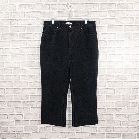 Re/Done Pants - RE/DONE Women's 70s Corduroy Loose Crop Pants in Washed Black Size 32